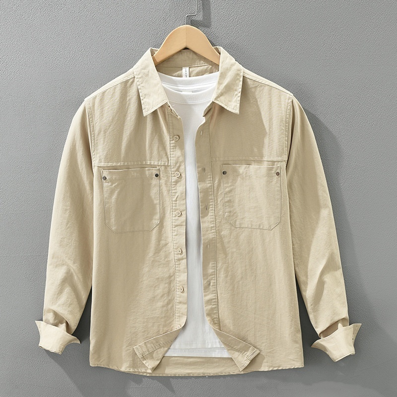 ワークシャツ 長袖シャツ シャツジャケット 新品★メンズ トップス カーゴシャツ 春秋服 カジュアルシャツ【M7861】カーキ 3XL拍卖