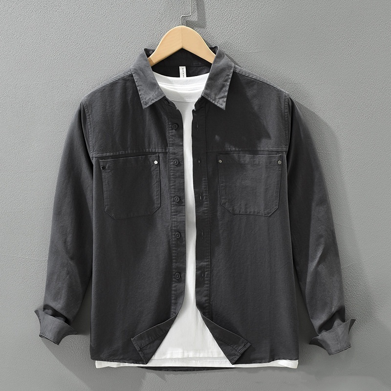 ワークシャツ 長袖シャツ シャツジャケット 新品★メンズ トップス カーゴシャツ 春秋服 カジュアルシャツ【M7861】グレー M拍卖