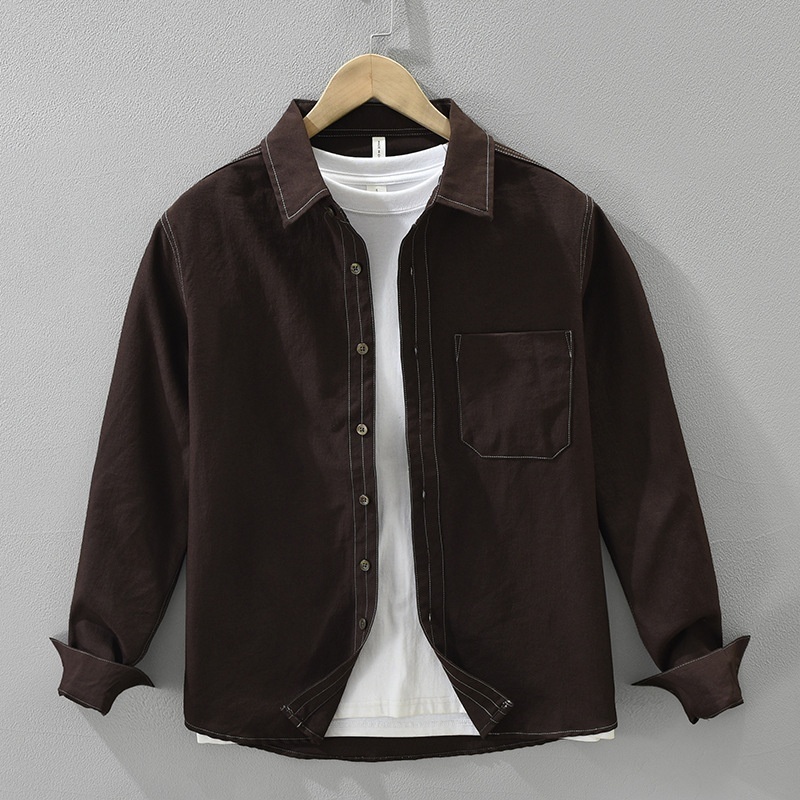 長袖シャツ シャツ シャツジャケット 新品★メンズ トップス ワークシャツ カーゴシャツ 春服秋服【SS7751】珈琲色 3XL拍卖