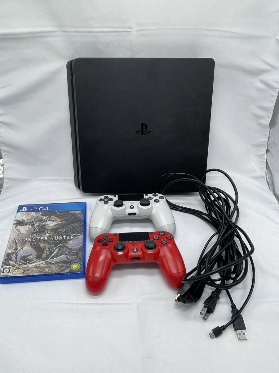 【動作品】PS4 本体 1TB CUH-2100B ブラック コントローラー2個 MONSTER HUNTER: WORLD ソフト付拍卖