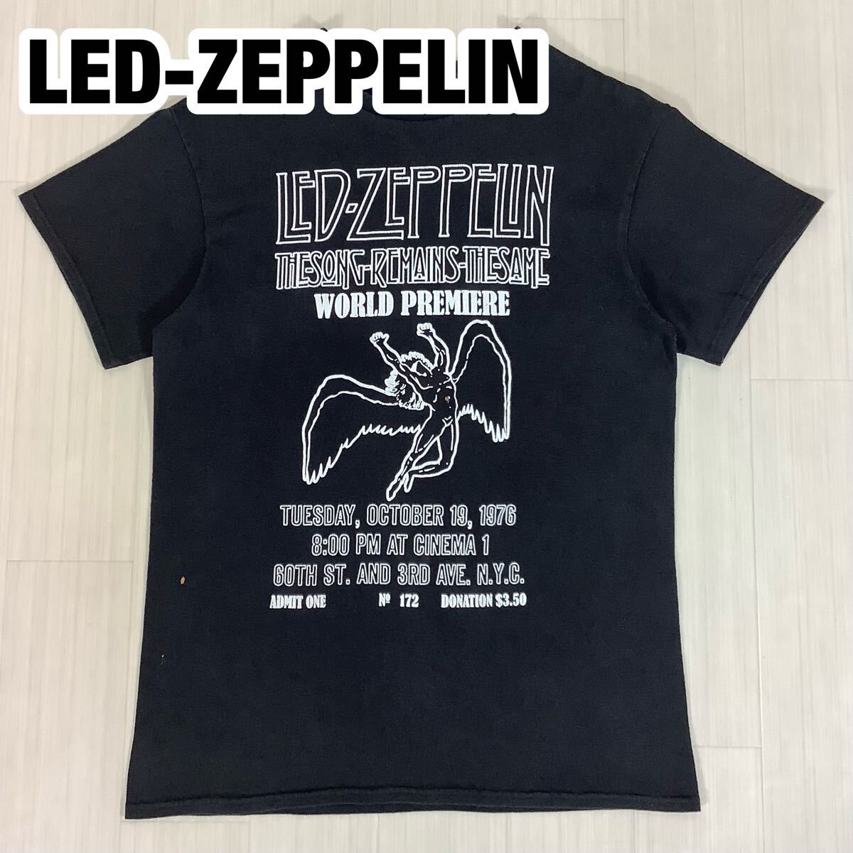 LED ZEPPELIN レッドツェッペリン バンドTシャツ バンTee M ブラック 黒 ビッグプリント拍卖