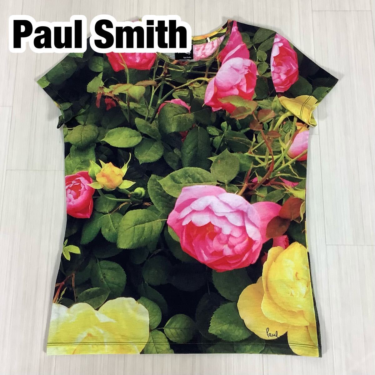 Paul Smith ポールスミス 半袖 Tシャツ 花柄 フラワー ボタニカル 総柄 M フレンチスリーブ拍卖