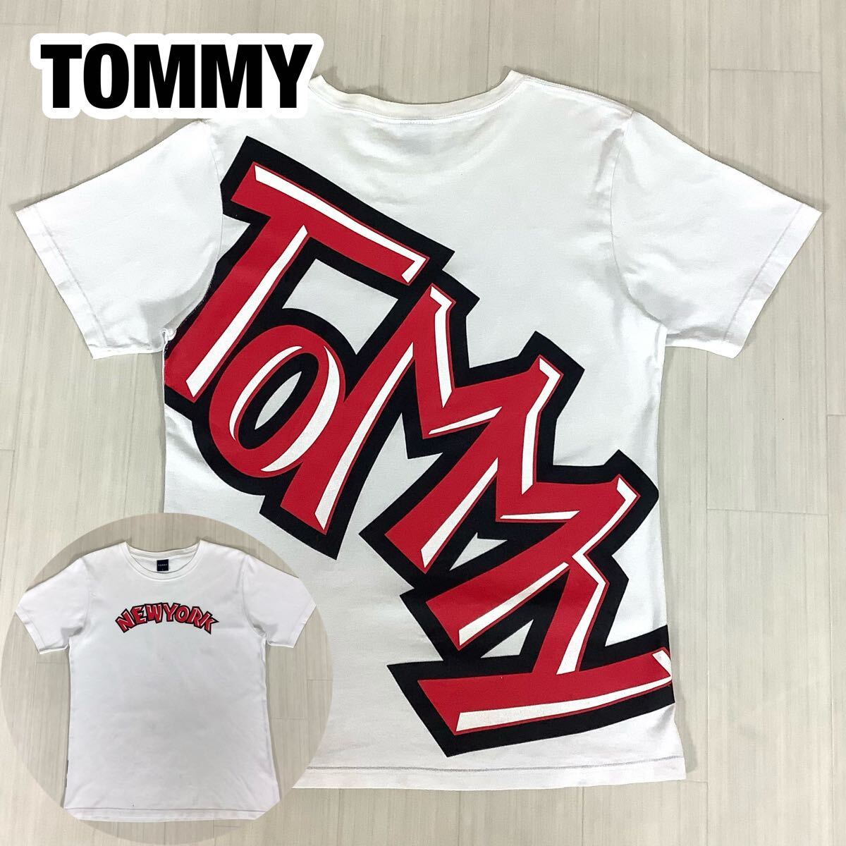 TOMMY トミー 半袖Tシャツ L バックプリント 両面ロゴ L ホワイト 白拍卖