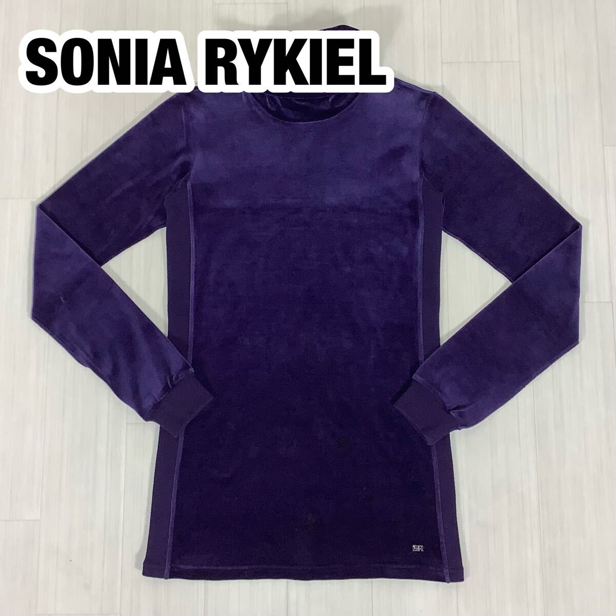 SONIA RYKIEL ソニア リキエル タートルネック ロングスリーブシャツ ロンT M パープル 紫 メタルロゴ オンワード樫山拍卖