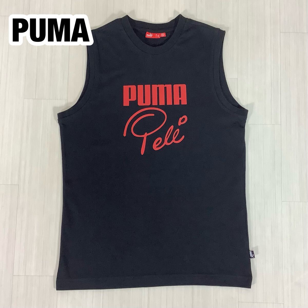 PUMA プーマ タンクトップ M ビッグプリント ブラック拍卖
