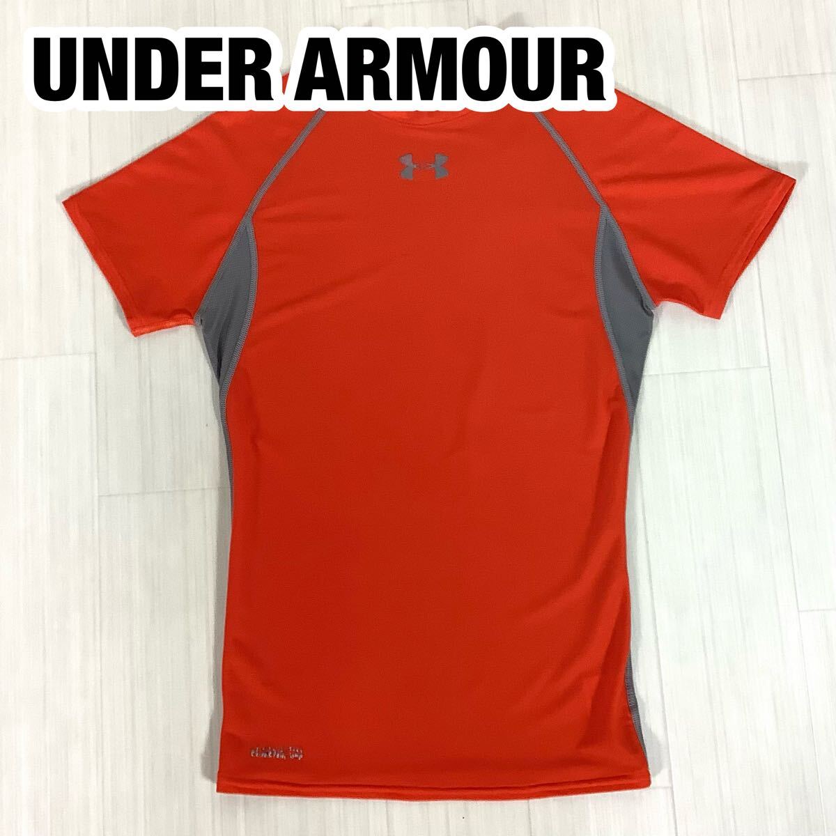 UNDER ARMOUR アンダーアーマー 半袖Tシャツ ドライ トレーニング メッシュ素材切り替えし オレンジ×グレー拍卖