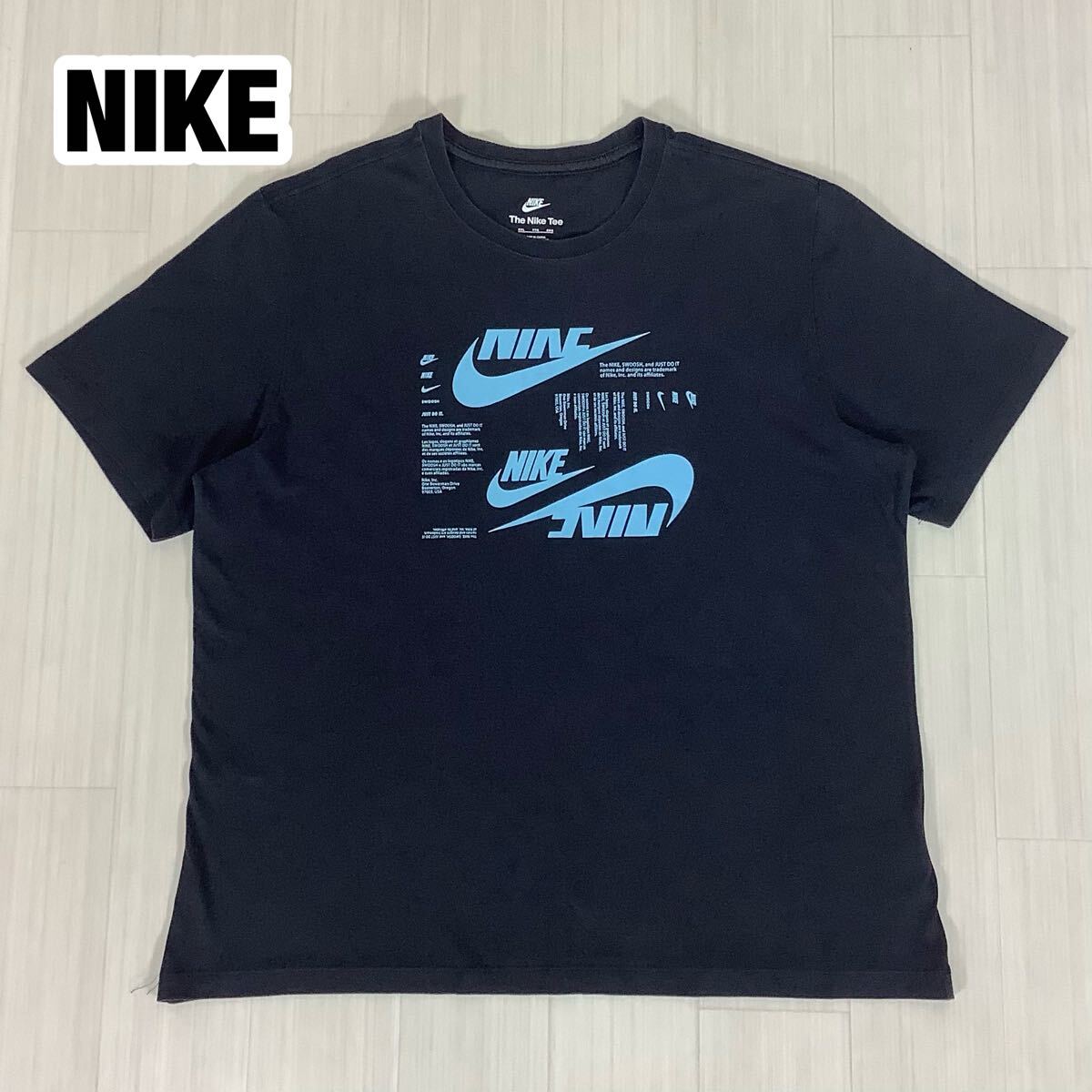 【大きいサイズ】NIKE ナイキ 半袖Tシャツ XXL ブラック 黒 ビッグスウッシュ プリントロゴ The Nike Tee拍卖