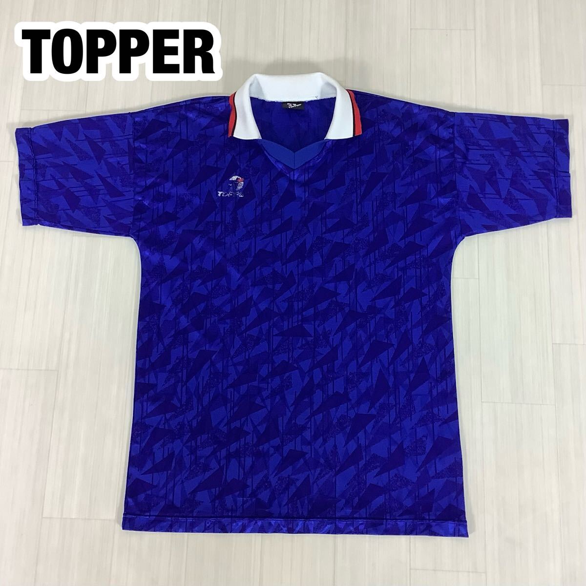 TOPPER 半袖 サッカー フットサル ユニフォーム ゲームシャツ ポロシャツ ブルー 相当拍卖