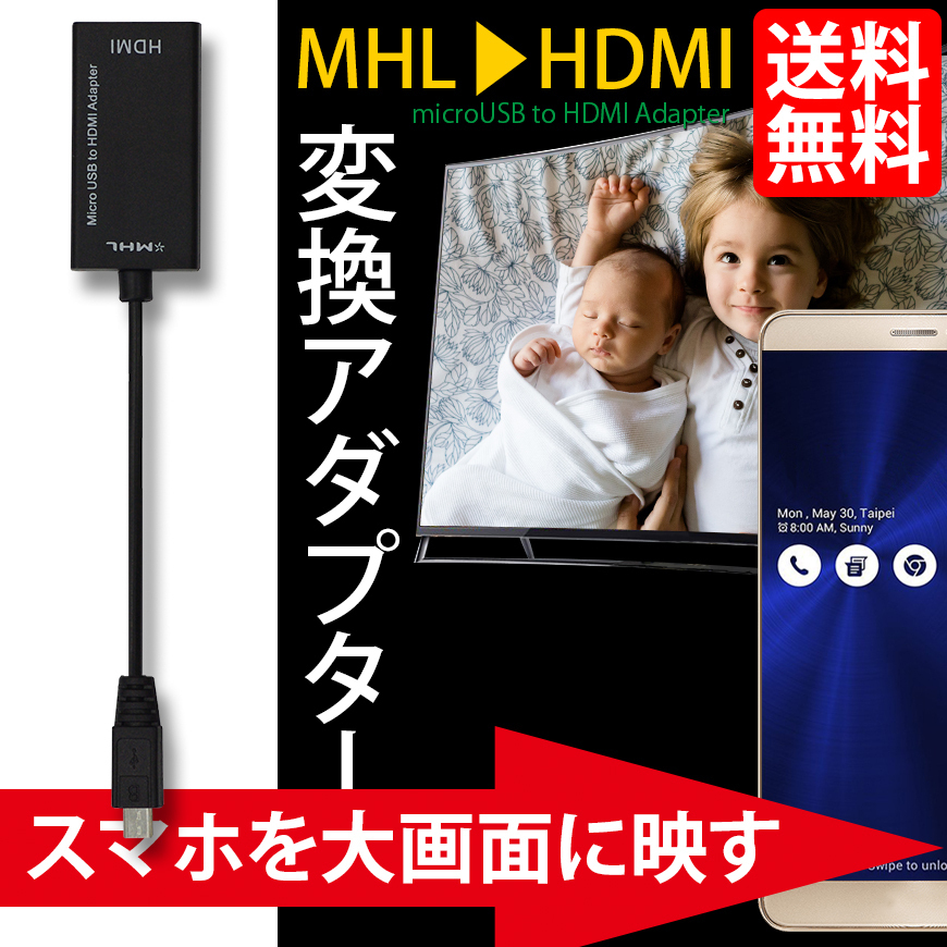 スマホを大画面で MHL-HDMI MHL2.0/1.0 変換 アダプター HD1080P Xperia Z2 Arrows GALAXY PC モバイル ネコポス 送料無料拍卖