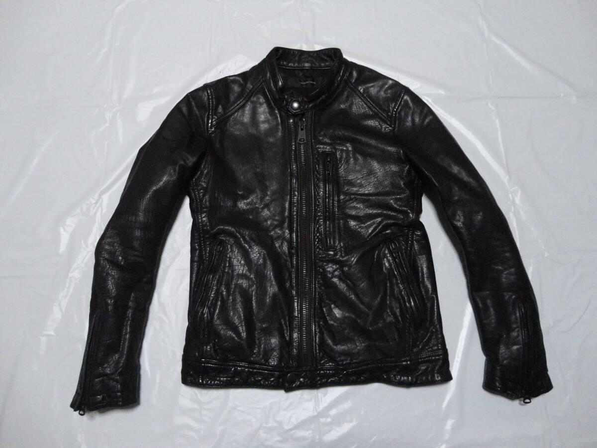 希少 牛革 美品◆アメリカンラグシー レザージャケット 黒 S◆ライダース 革ジャン ブルゾン ◎送料無料&即決価格(入札=落札)です!!拍卖