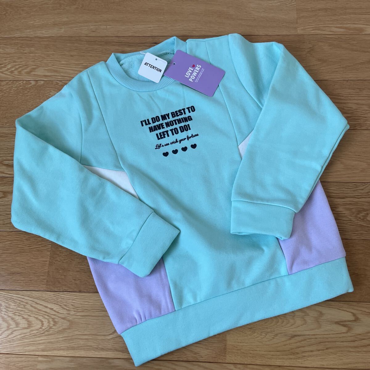 【新品】LOVE POWERS 裏起毛 トレーナー 140拍卖