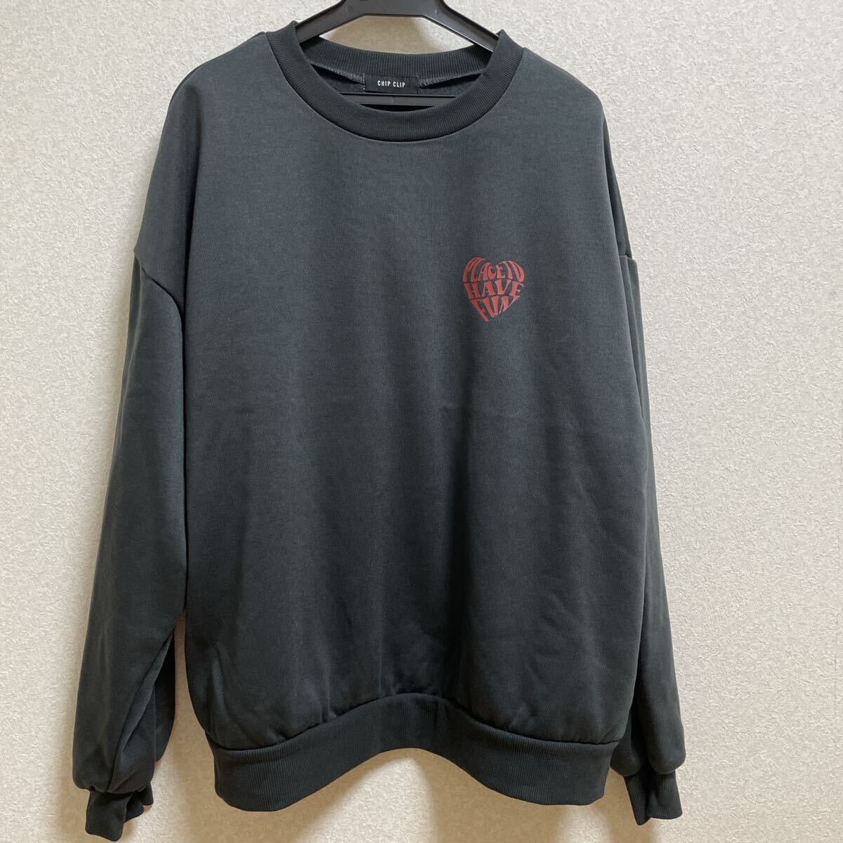 【新品】CHIP CLIP バックくま刺繍 裏起毛トレーナー L拍卖