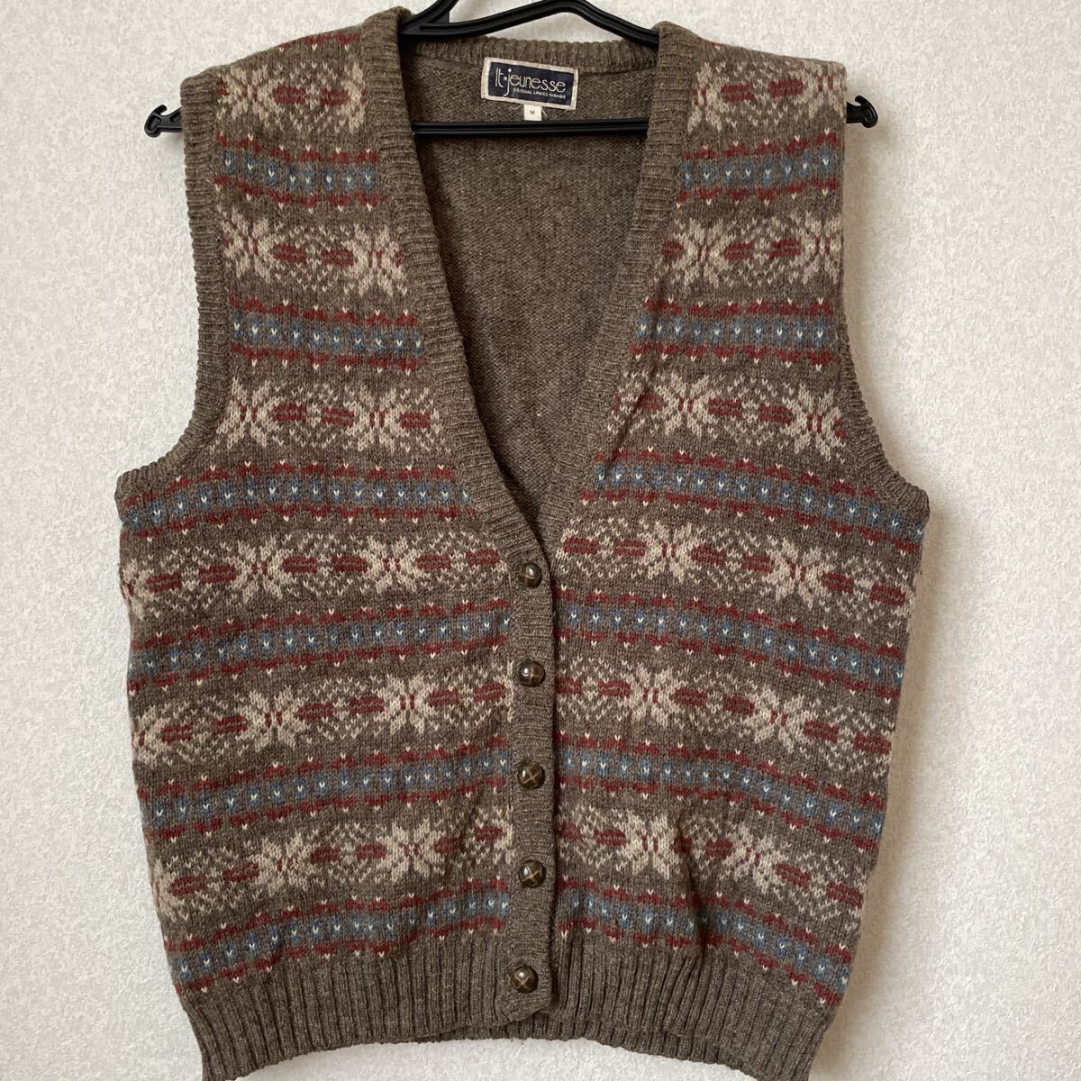 韓国製 ウール ノルディック柄 ベスト レディース M拍卖