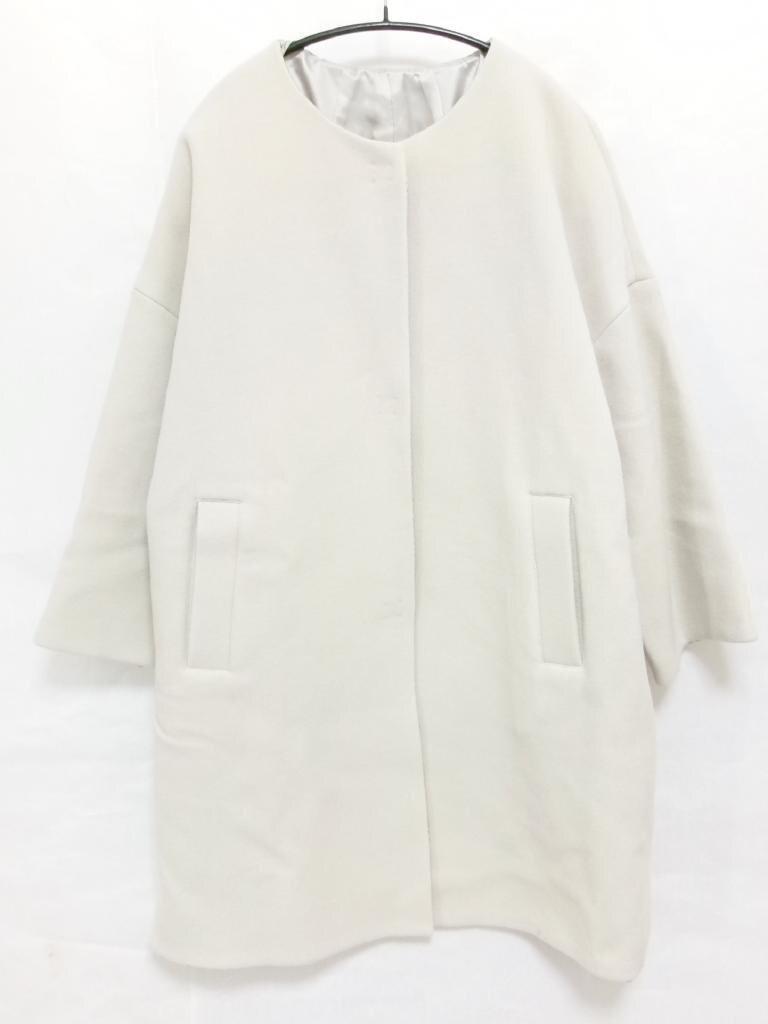 【送料込】 JOURNAL STANDARD LUXE ジャーナルスタンダードラックス コート アイボリーベージュ 毛混 ダブルモッサ ノーカラー S/973803拍卖