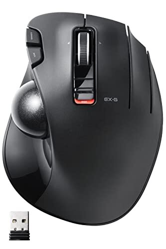 黒玉 単品 エレコム ワイヤレス トラックボールマウス EX-G 握りの極み 6ボタン チルトホイール(左右スクロール) ブラック拍卖