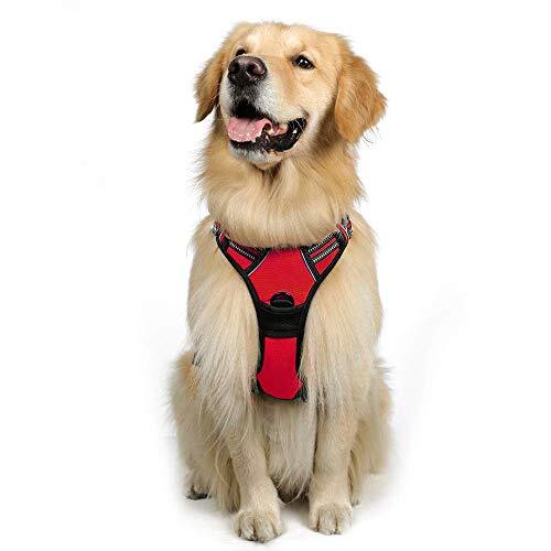 レッド Lサイズ (x 1) Rabbitgoo 犬 ハーネス 大型犬 20-32KG ソフト かわいい 犬用胴輪 引っ張り防止 拍卖