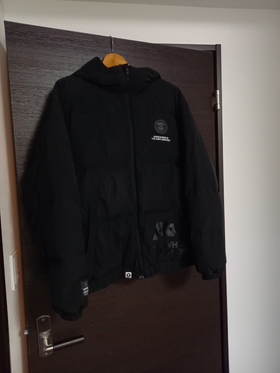 AAPE NOW 最高級 ダウン パーカー フード ジャケット  ブラック sizeM エイプ Ape ロゴ 猿 ノーウエア nigo 黒 拍卖