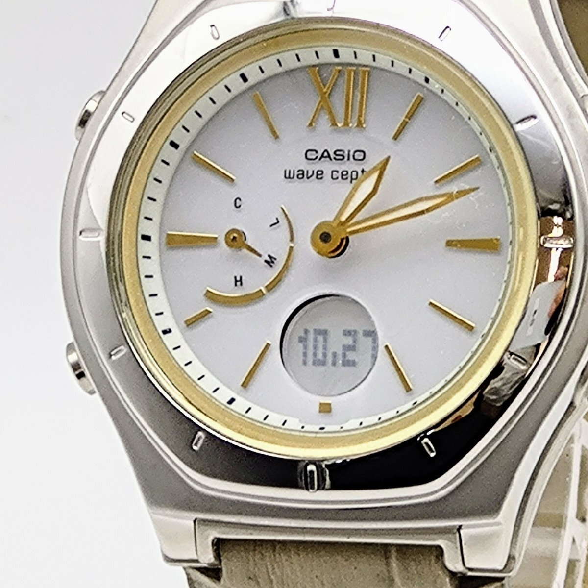1592♪CASIO カシオ WAVE CEPTER ウェーブセプター LWA-M160L-8A2JF 腕時計 ソーラー式 電波時計 アナデジ レディース トープ【09214】拍卖