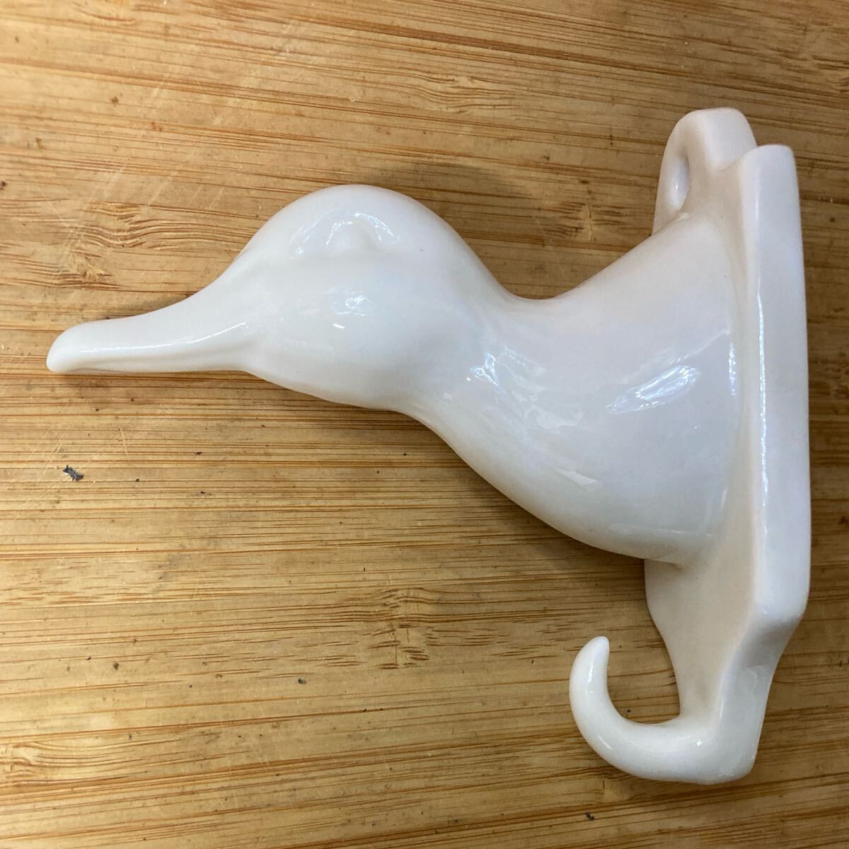 ビンテージ 陶器 壁掛けフック カントリー雑貨 アヒルちゃん vintage antique white ceramic wall hanging duck head hook 白磁拍卖