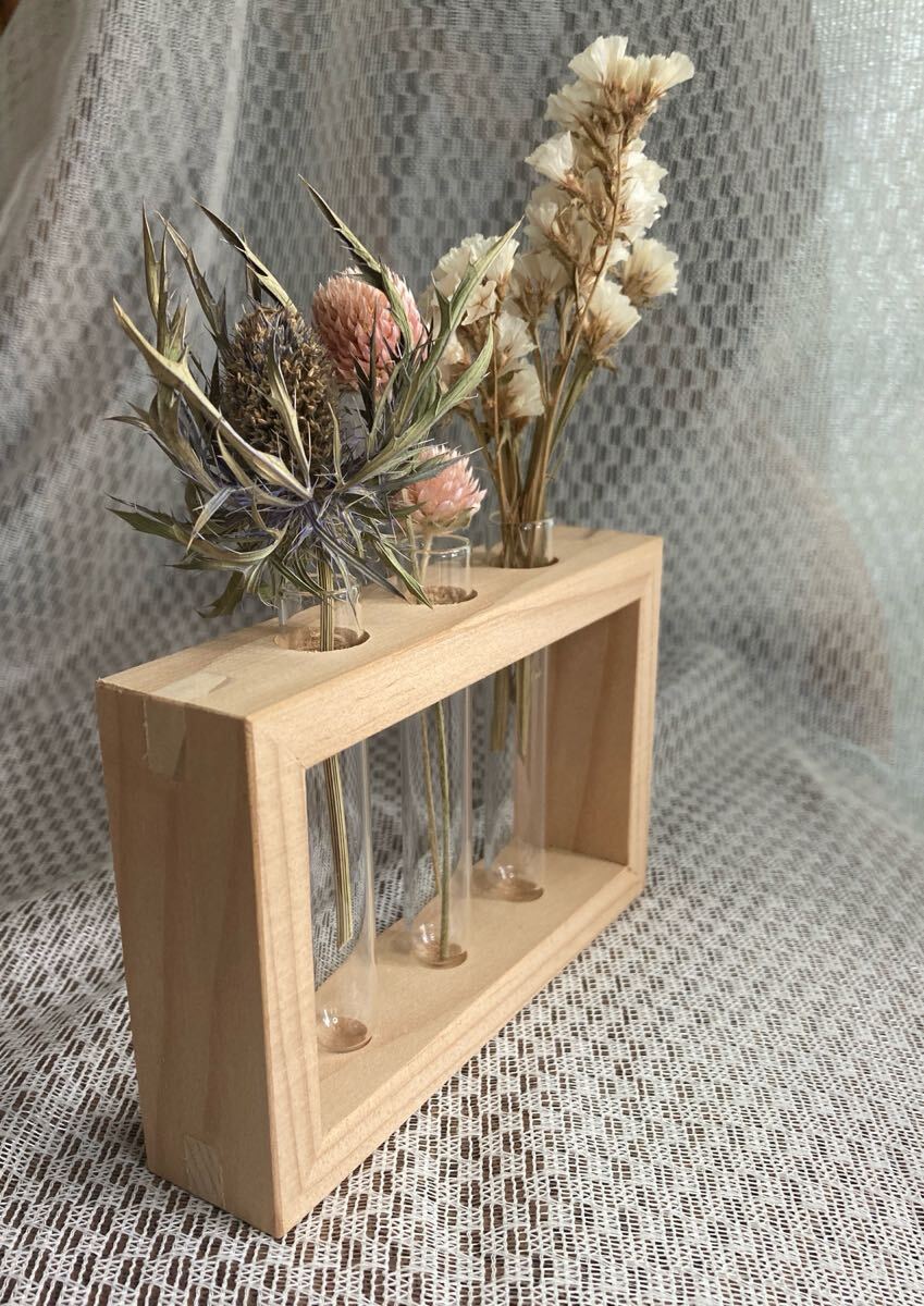 ミニマリストな花瓶 ガラス瓶 試験管 三輪挿し 水耕栽培 卓上花瓶 花器 フラワーベース木製フレーム 家飾り glass test tube flower vase拍卖