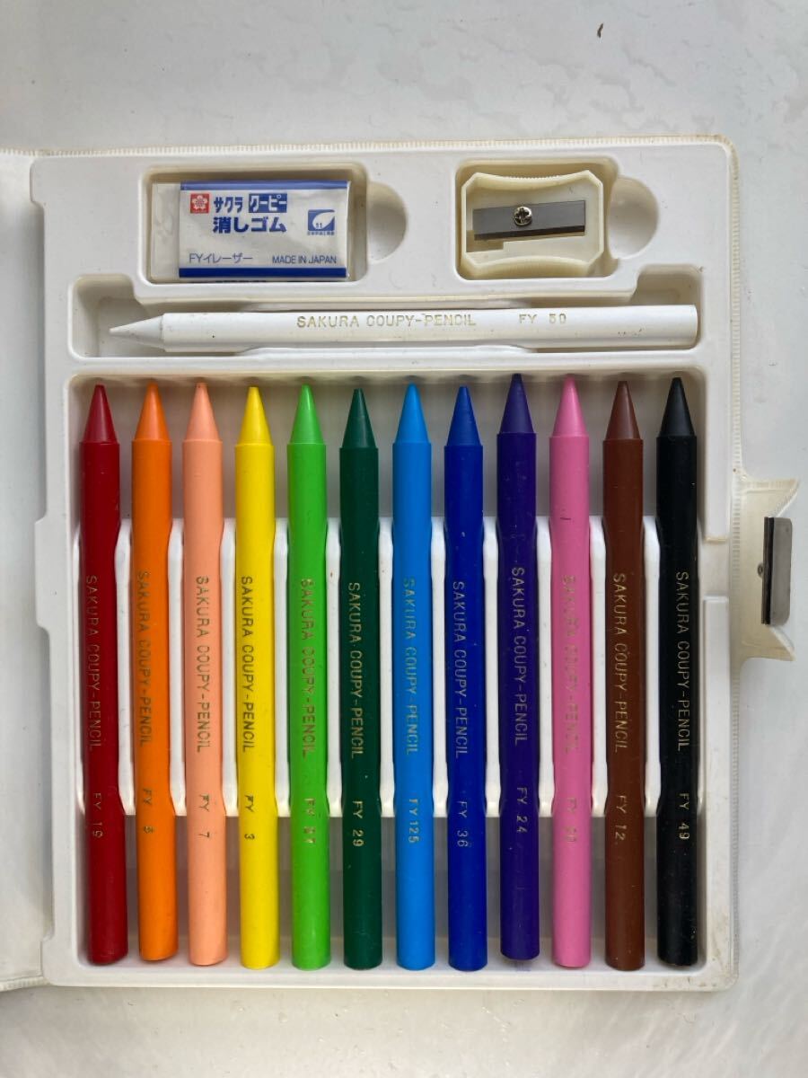 未使用 サクラクーピーペンシル13 SAKURA Sakura-Coupy-Pencil-Pastel-Crayons set of 13 サクラクレパス 色鉛筆 塗り絵 クレヨン拍卖