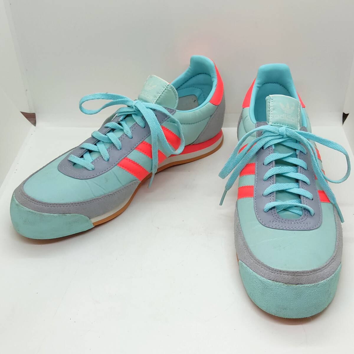 adidas 26.5cm ORION FX5647 スニーカー シューズ 水色 空色 スカイブルー 青系 赤ライン 中古 アディダス オリオン 靴 (送料無料拍卖