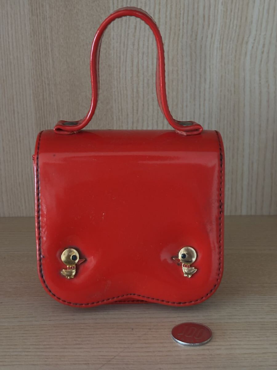【幼児用 ひよこちゃん 赤いエナメル ハンドバッグ】昭和レトロ 当時物 ヴィンテージ ミニバッグ拍卖