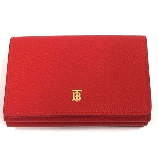 新品同様 バーバリー 8018960/A1460 三つ折り財布 ミニ財布 Wホック レディース レッド系 保存袋付き BURBERRY UE拍卖