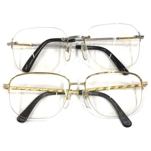 K18 × K14WG 他 一部 K18 度入り 眼鏡 めがね メガネ メンズ アイウェア 総重量約62.9g 計2点 セット A21276拍卖