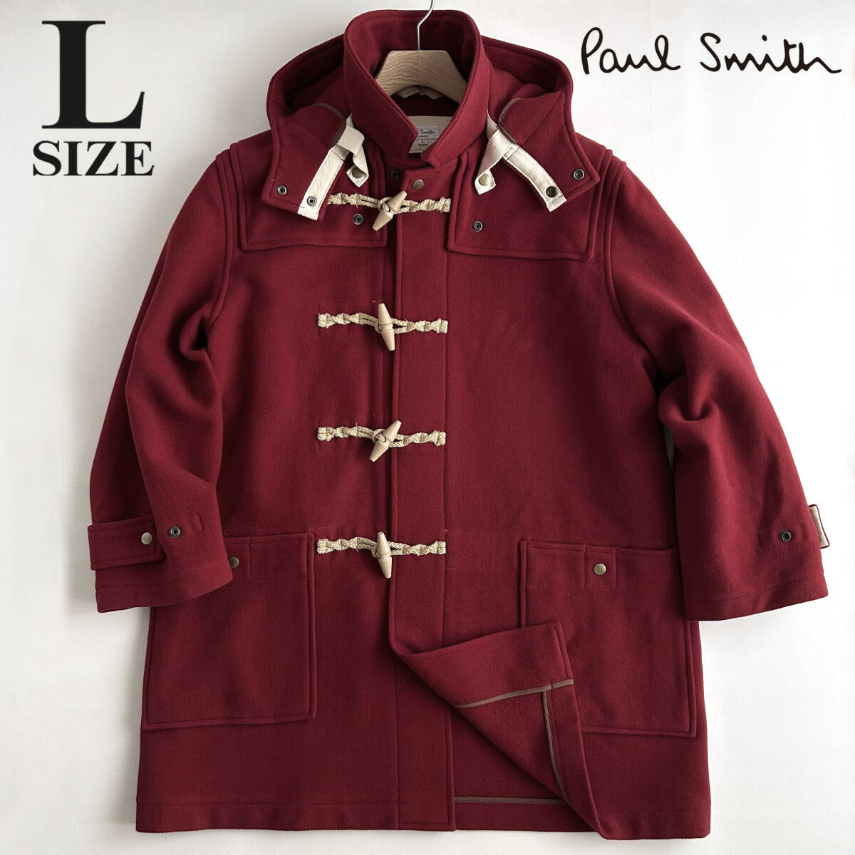 【美品】 ポールスミス ダッフルコート 身幅ゆったり 希少な赤 日本製 高級 メンズ Paul Smith拍卖