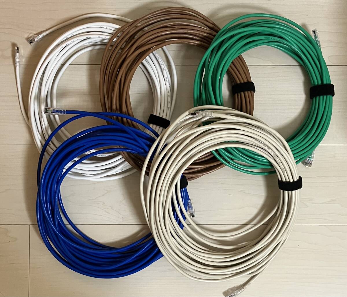 (宅急便配送料込)CAT6ケーブル RJ45コネクタ付 約15m×5本(色)セット 日本精線 SP688E-CコネクターNSGDT6(単線)ケーブル使用拍卖