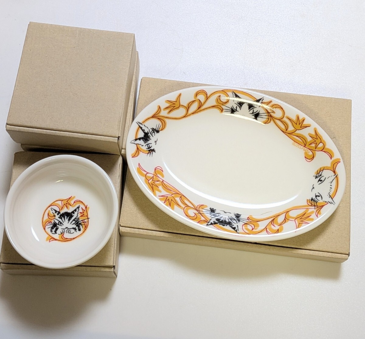 《非売品/未使用》4個セット わちふぃーるど ダヤン 餃子皿 醤油皿(小鉢) / ノベルティー 中華拍卖