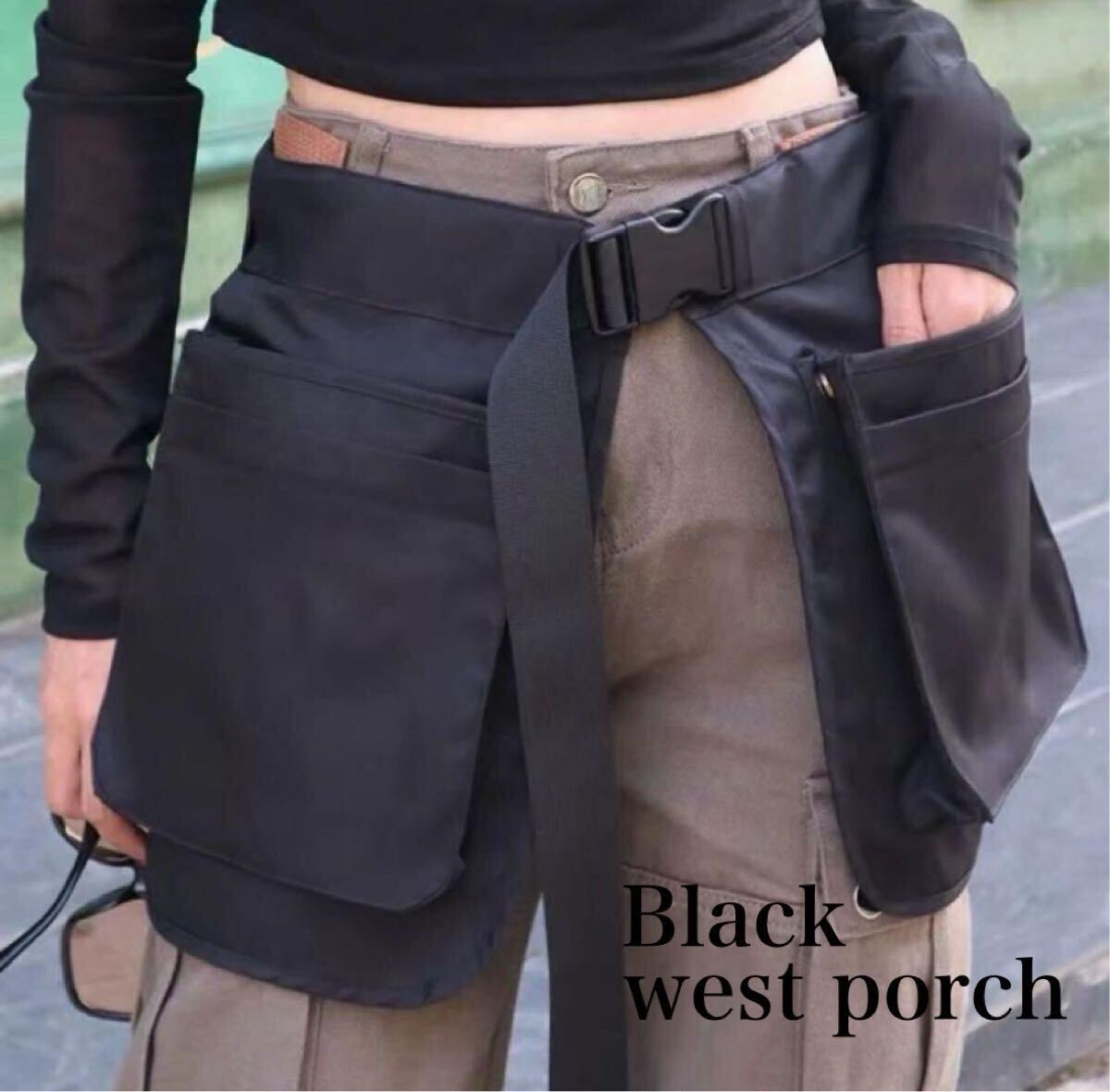多ポケット ウエストポーチ 多機能 ブラック 黒 エプロン バッグ ユニセックス 大容量 マルチポケット アウトドア DIY ファッション ベルト拍卖
