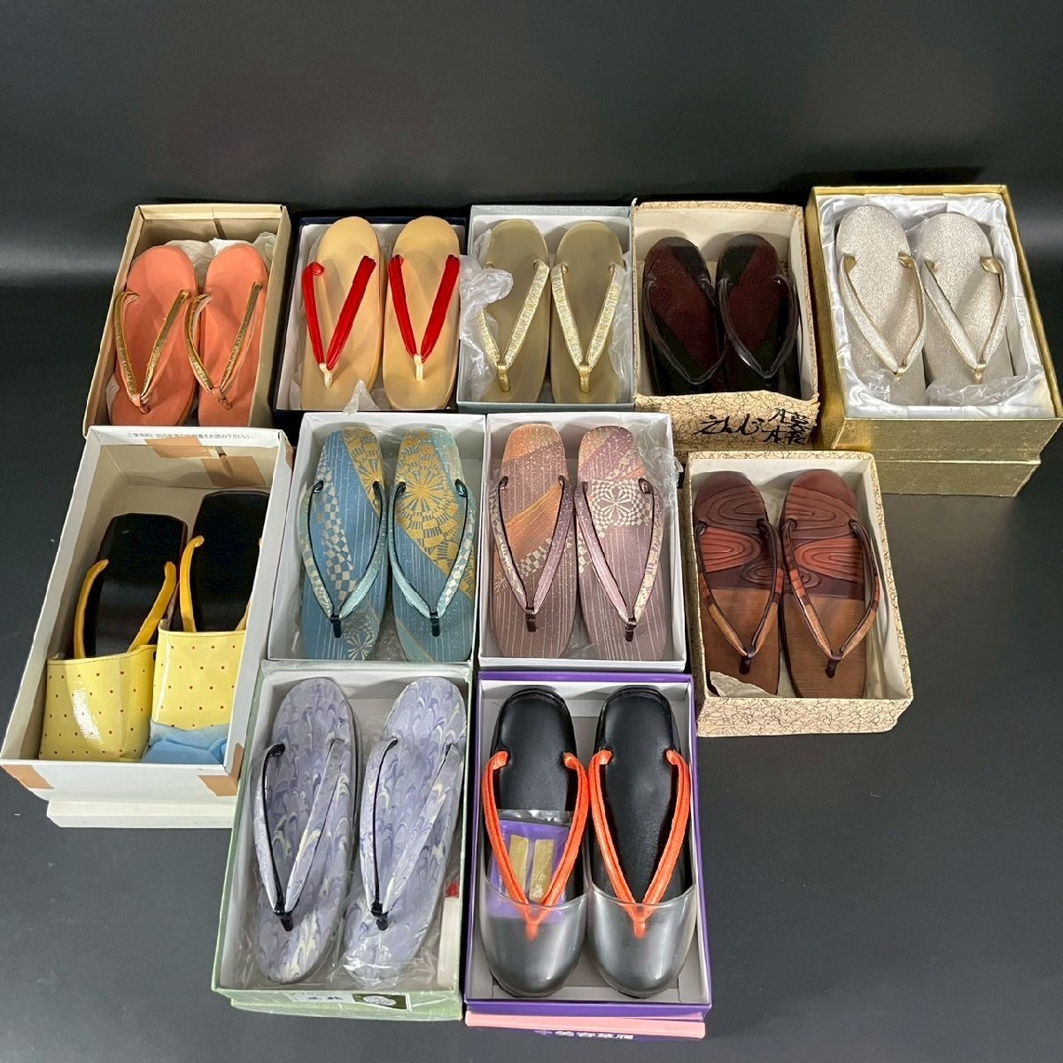 SW0908-13‐3 まとめ 下駄 草履 白 ブラウン ピンク レトロ 和服 和風 ファッション 小物 伝統 工芸 120サイズ拍卖