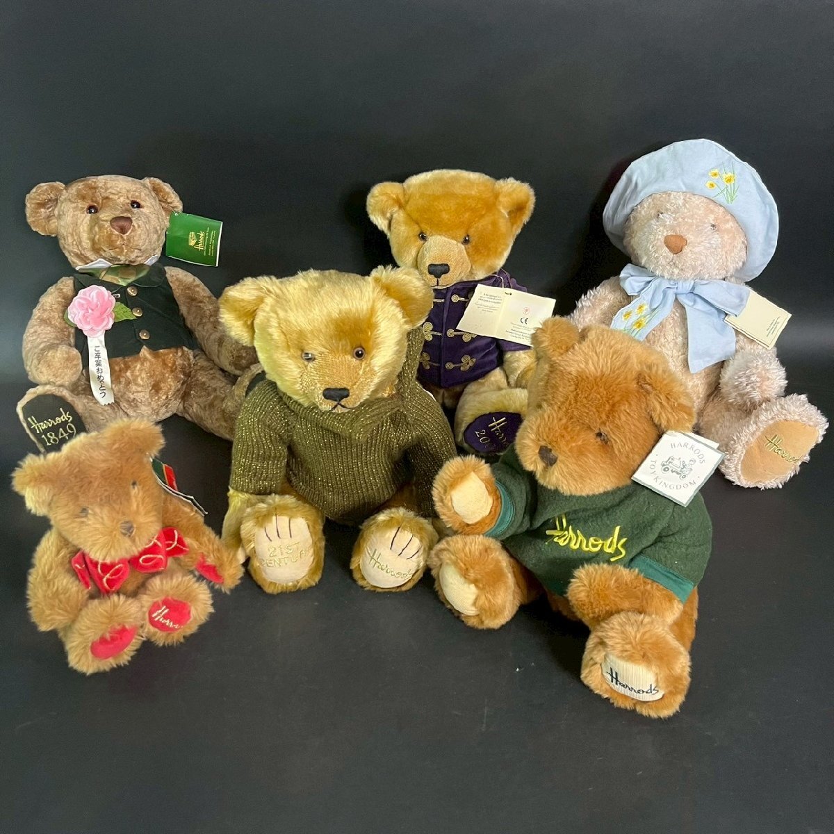 CV1021-55-3 まとめ HARRODS ハロッズ テディベア くま ぬいぐるみ 215T 1997 1849 レトロ 人形 置物 最大H33㎝ W33㎝ D25㎝ 120サイズ拍卖