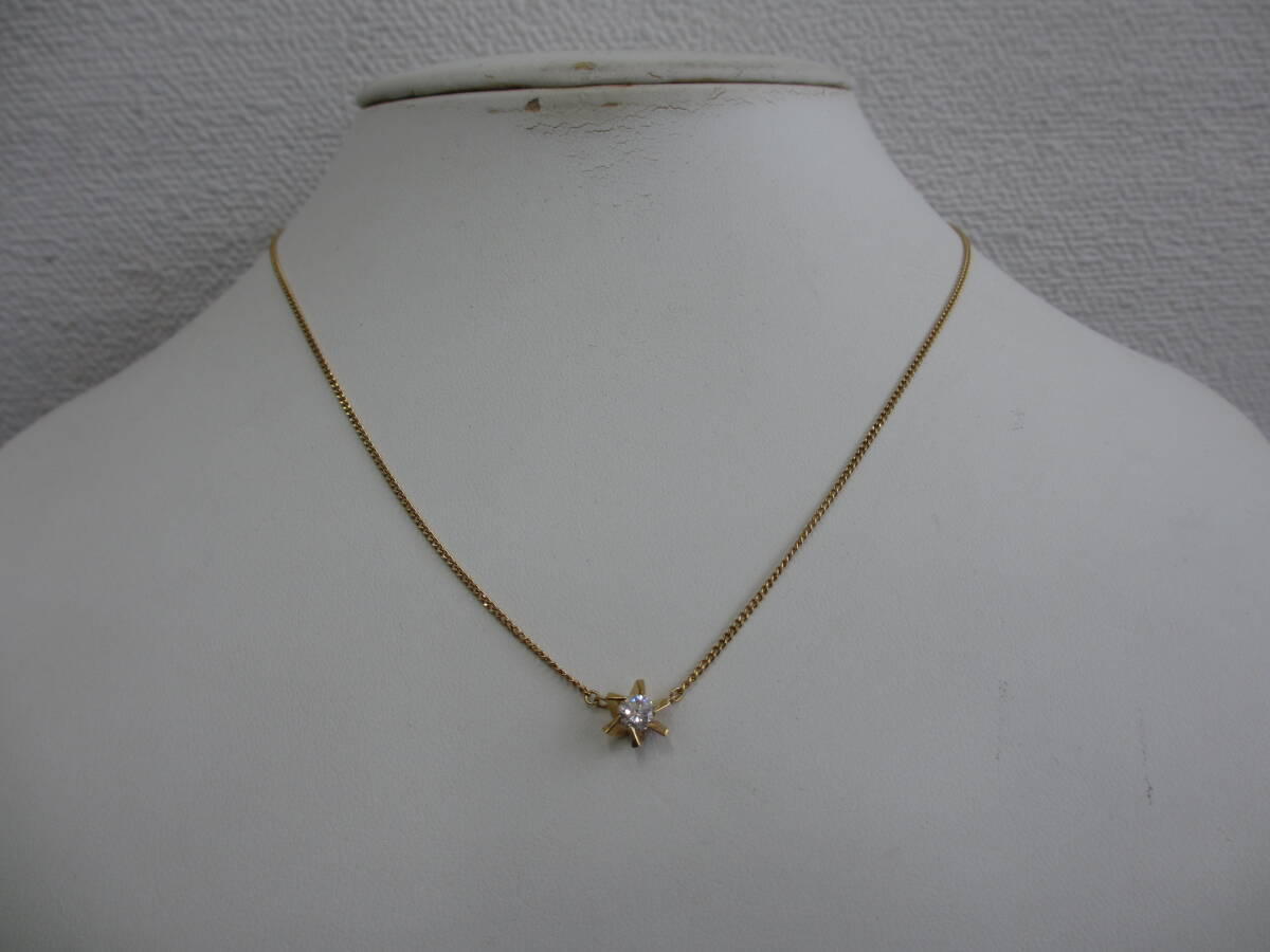 K18 18金 750 ダイヤモンド 1石(0.31ct) ネックレス ペンダント 総重量 2.8g 天然ダイアモンド拍卖
