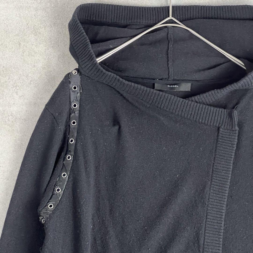 DIESEL ディーゼル 2way異素材フード付カーディガン カシミヤ混 ウール拍卖