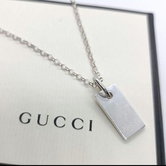 美品 GUCCI プレート ネックレス 925 シルバー グッチ拍卖