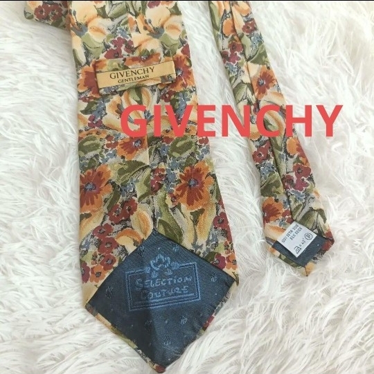 Givenchy 花柄 ネクタイ 黄色 ジバンシィ拍卖