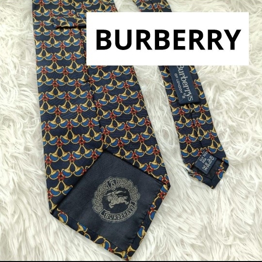 BURBERRY ネクタイ ネイビー 紺 ブルー バーバリー拍卖