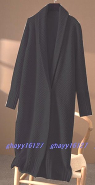 XL 上質カシミヤ90%★大人上品暖かロングニットコーディガン♪黒XL拍卖