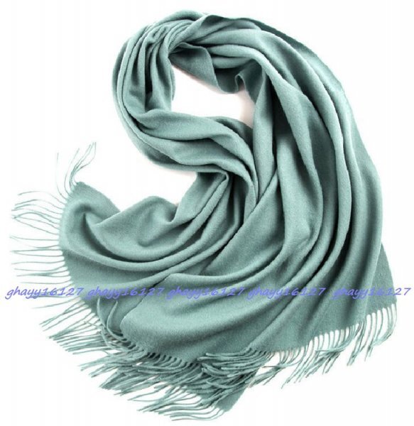 高品質内モンゴルカシミヤ100%ビッグサイズ大判ストール無地マフラー♪グレイッシュグリーン2237拍卖