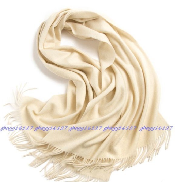 高品質内モンゴルカシミヤ100%ビッグサイズ大判ストール無地マフラー♪ミルキーホワイト2248拍卖