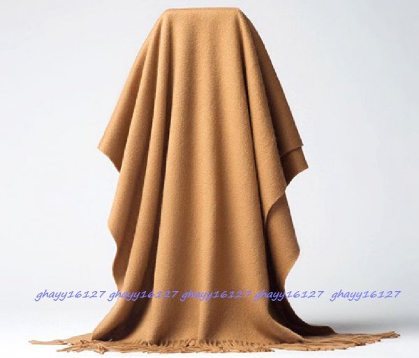 高品質内モンゴルカシミヤ100%ビッグサイズ大判ストール無地マフラー♪キャメル2234拍卖