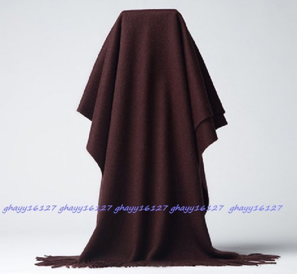高品質内モンゴルカシミヤ100%ビッグサイズ大判ストール無地マフラー♪チョコレート2247拍卖