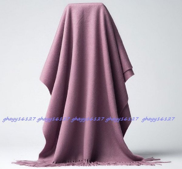 高品質内モンゴルカシミヤ100%ビッグサイズ大判ストール無地マフラー♪ラベンダー2238拍卖