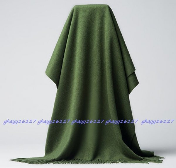 高品質内モンゴルカシミヤ100%ビッグサイズ大判ストール無地マフラー♪カーキ2243拍卖