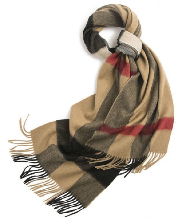 高品質内モンゴルカシミヤ100%★上品チェック柄ストールマフラー♪モカ系201拍卖