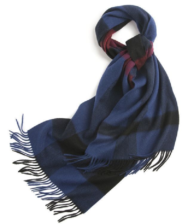 高品質内モンゴルカシミヤ100%★上品チェック柄ストールマフラー♪ネイビー系202拍卖