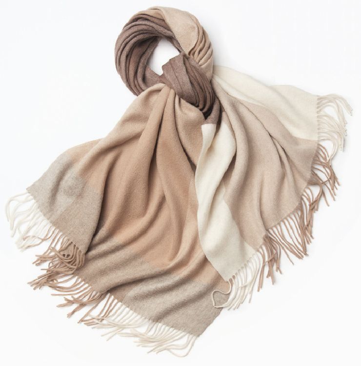 高品質内モンゴルカシミヤ100%★ビッグサイズ大判チェック柄ストールマフラー♪209拍卖